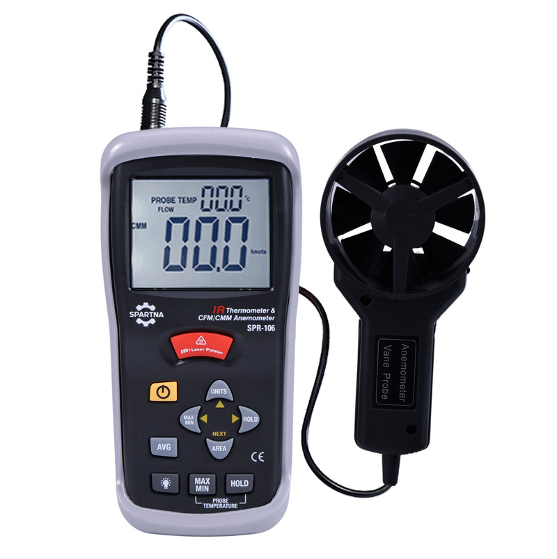 SPARTNA SPR-106 CFM/CMM Thermo-Anemometer + IR Thermometer